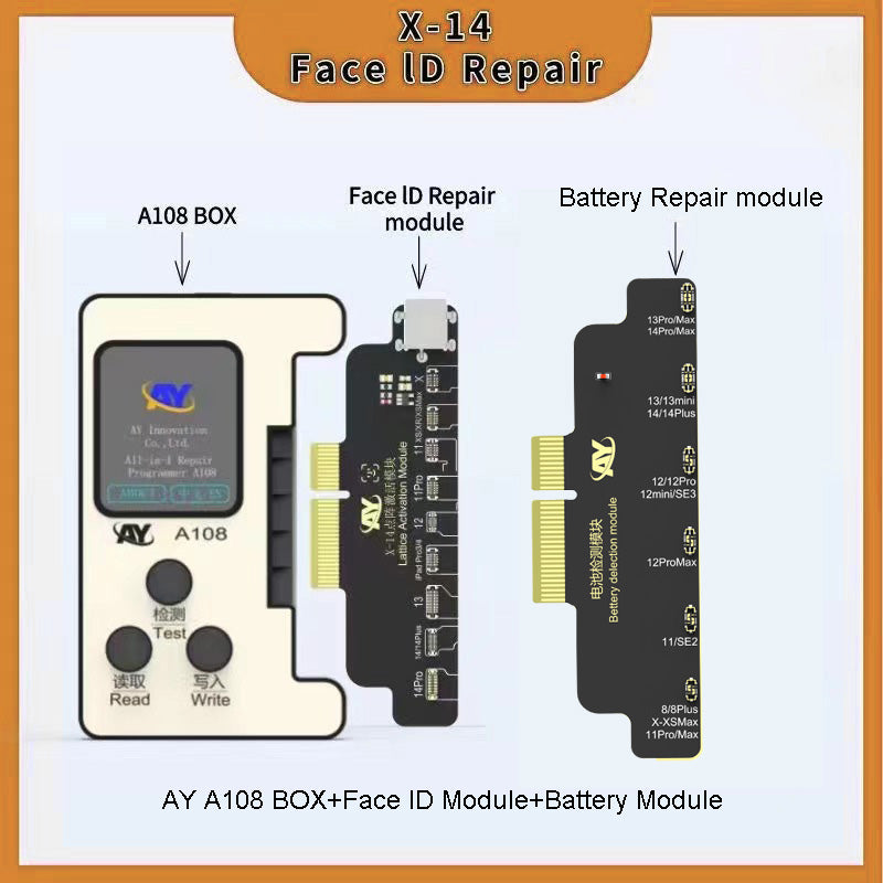 AY A108 Multi-function Repair Programmer Face ID Lattice Repair Module with Battery Repair Module for iPhone AY A108 Multi-function Repair Programmer Face ID Lattice Repair Module with Battery Repair Module for iPhone